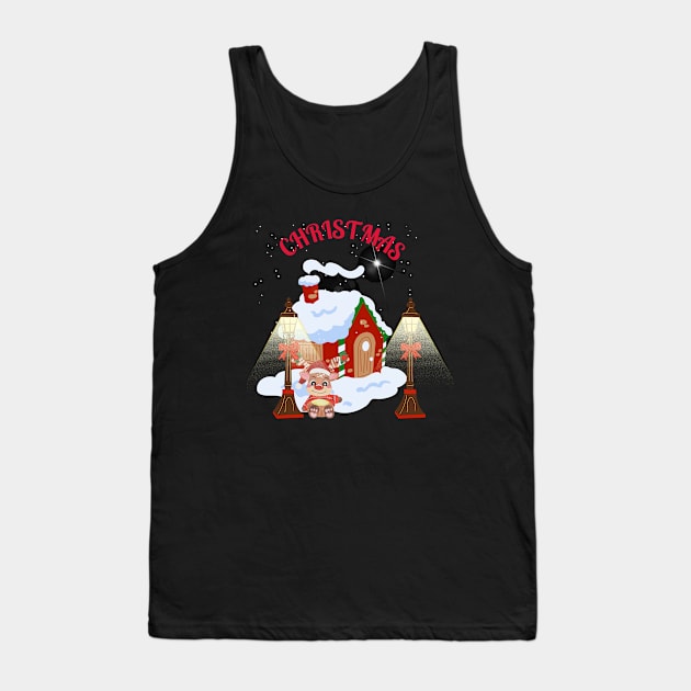 Christmas Deer Sitting under the light Tank Top by Mr.Dom store